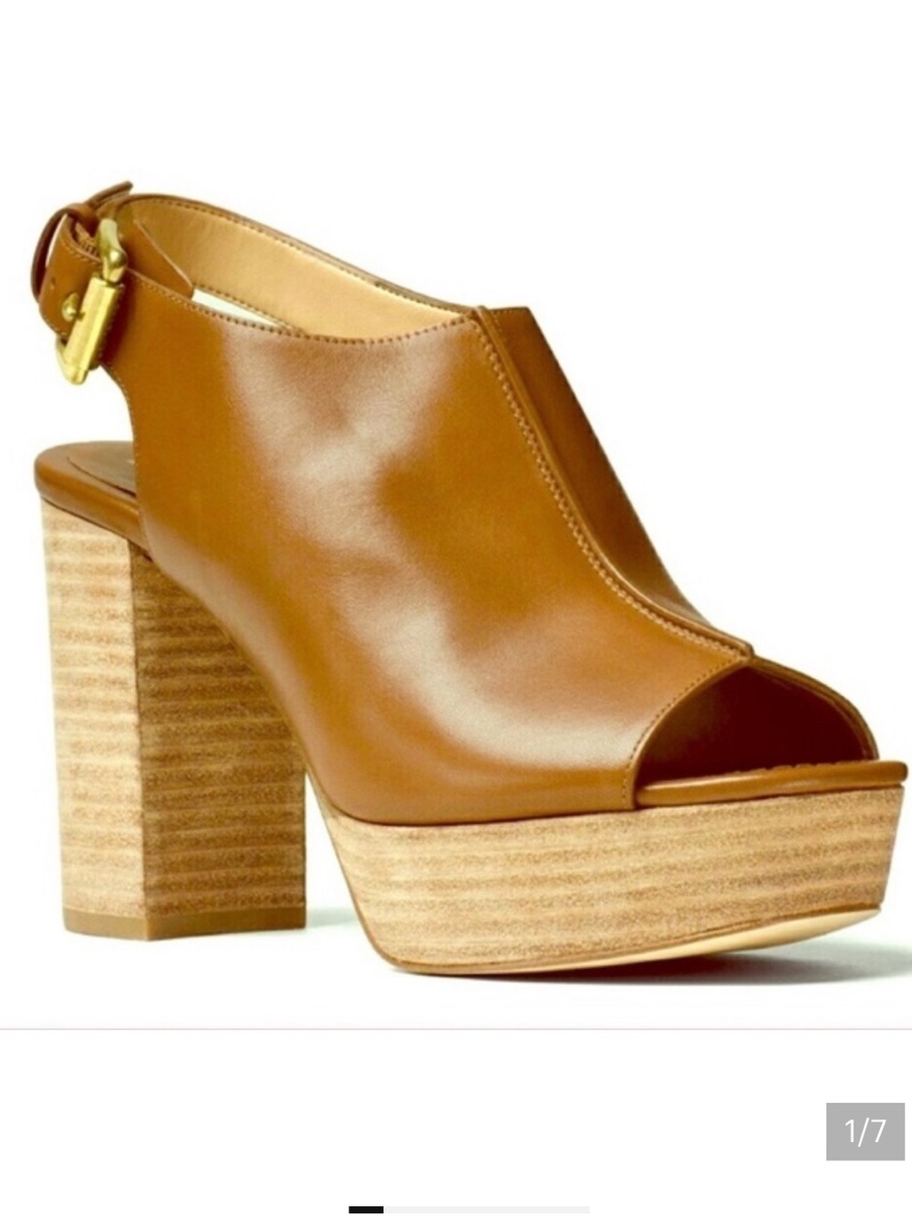 Michael Kors brown peep toe slingback heels